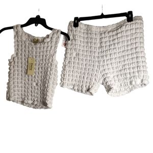 NWT- Bubble Knit Shorts and High Neck Tank Top